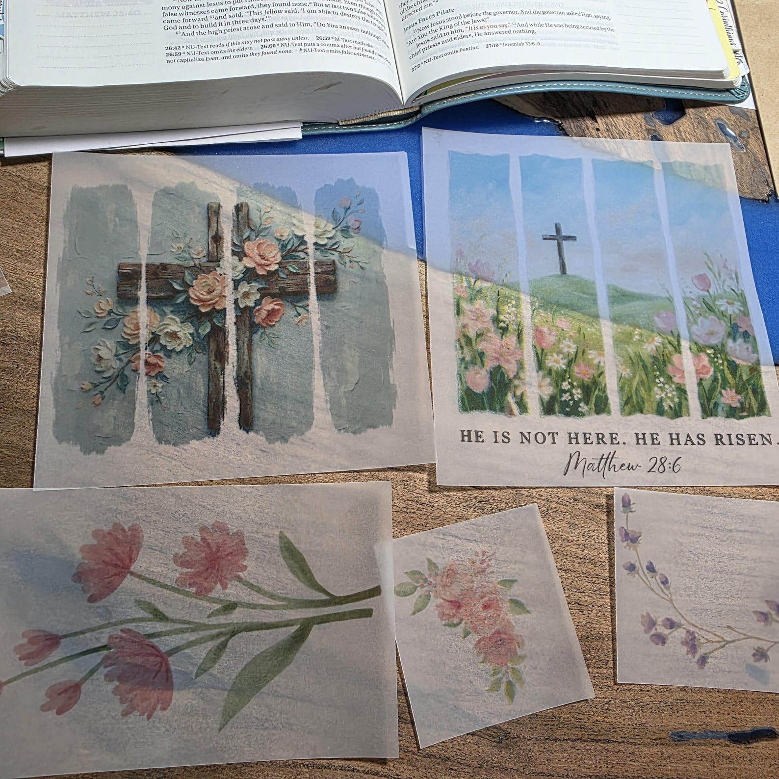 Floral Easter Bible Tip-ins Vellum Set of 5 Bible Journaling Insert ...
