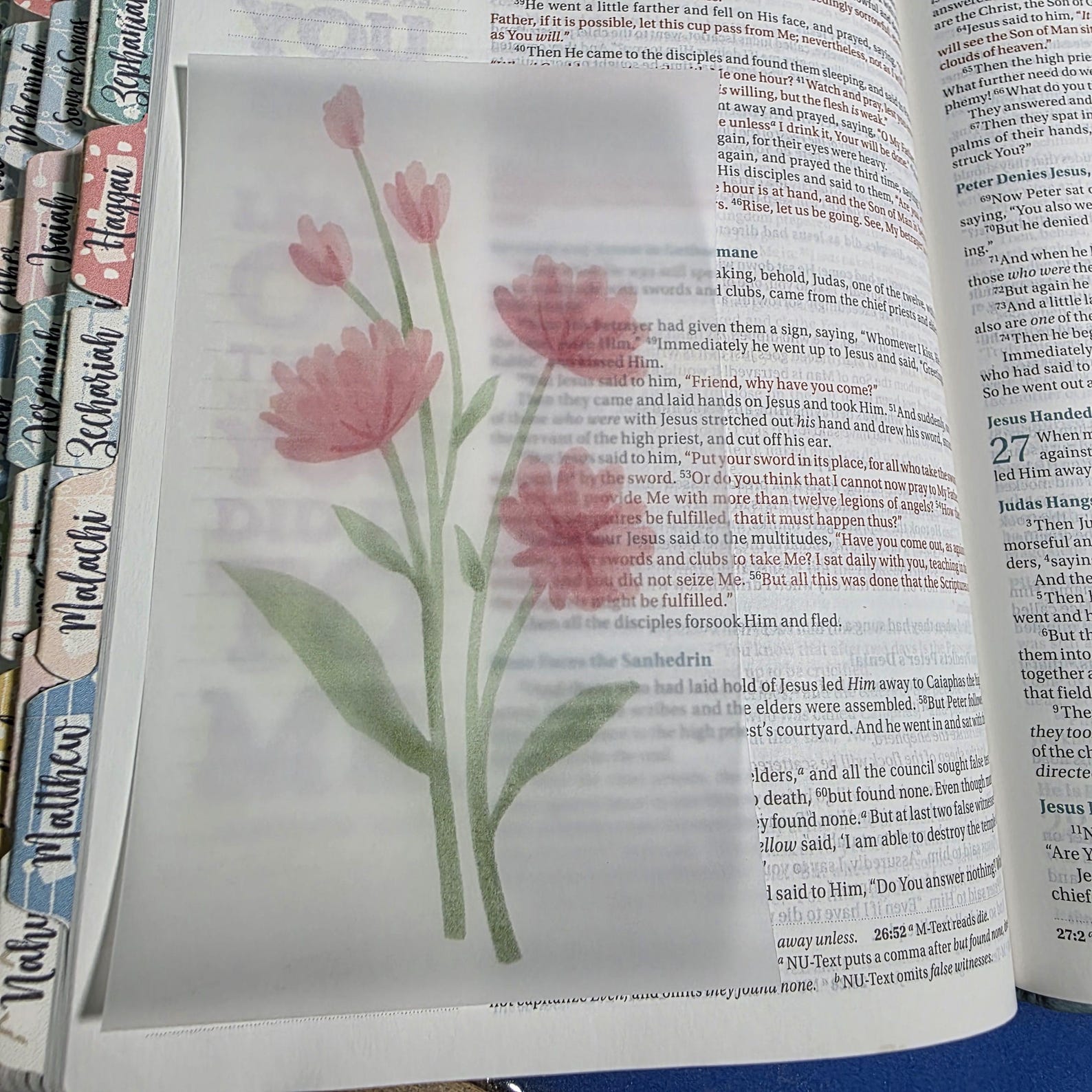 Floral Easter Bible Tip-ins Vellum Set of 5 Bible Journaling Insert ...