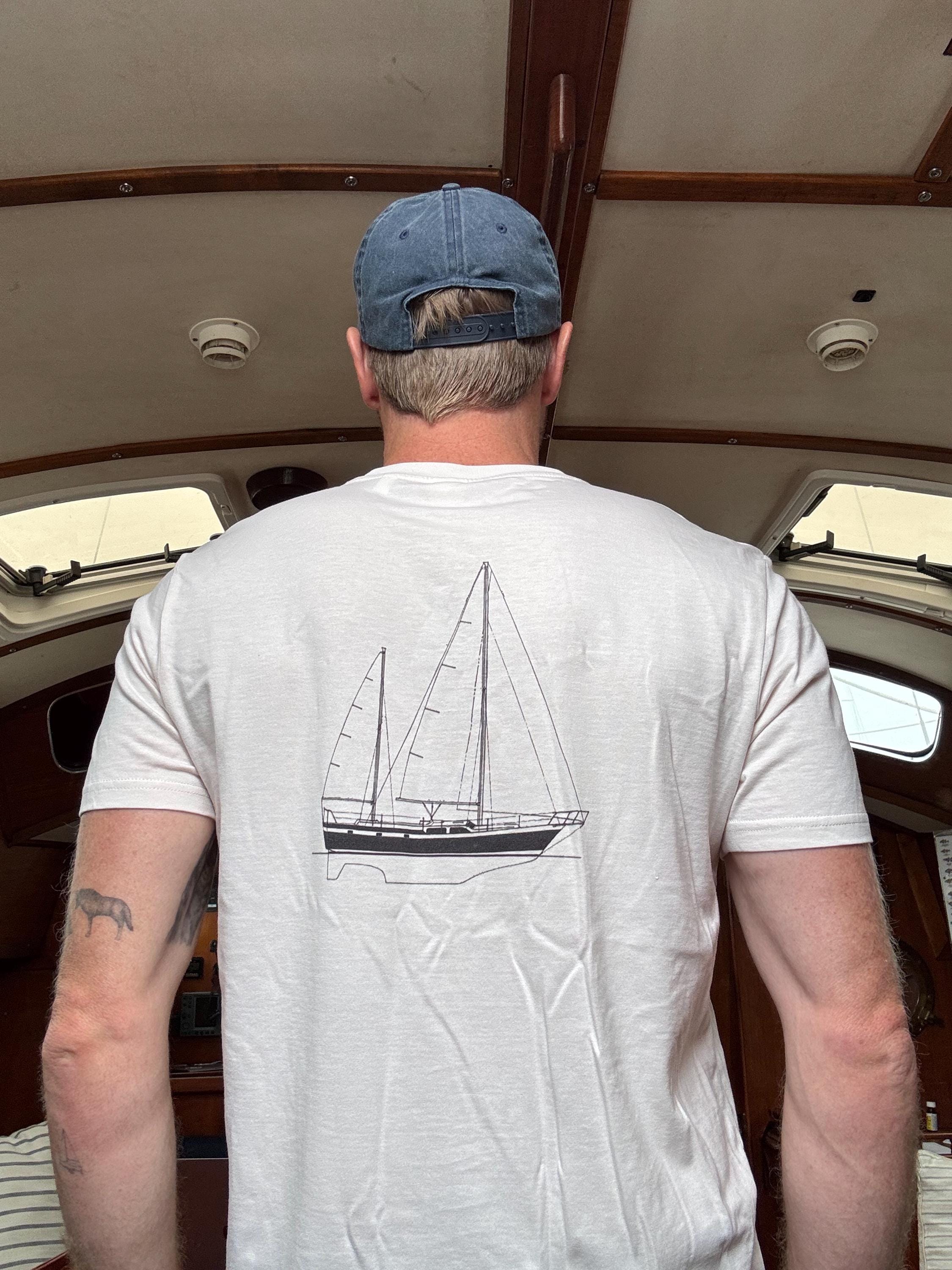Personalized Sailboat T-shirt - Custom Boat Line Drawing on Front