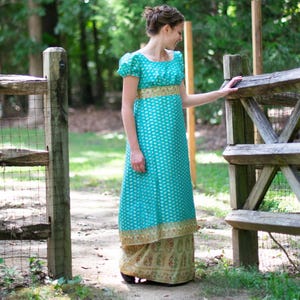 Regency Dress, Size 4, Jane Austen Dress, High Waisted, Breezy Blue Saree, Regency Ball Gown, Bridgerton Dress