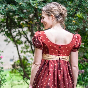 Regency Dress, Size 2, Jane Austen Dress, High Waisted, Red Saree, Regency Ball Gown, Bridgerton Dress