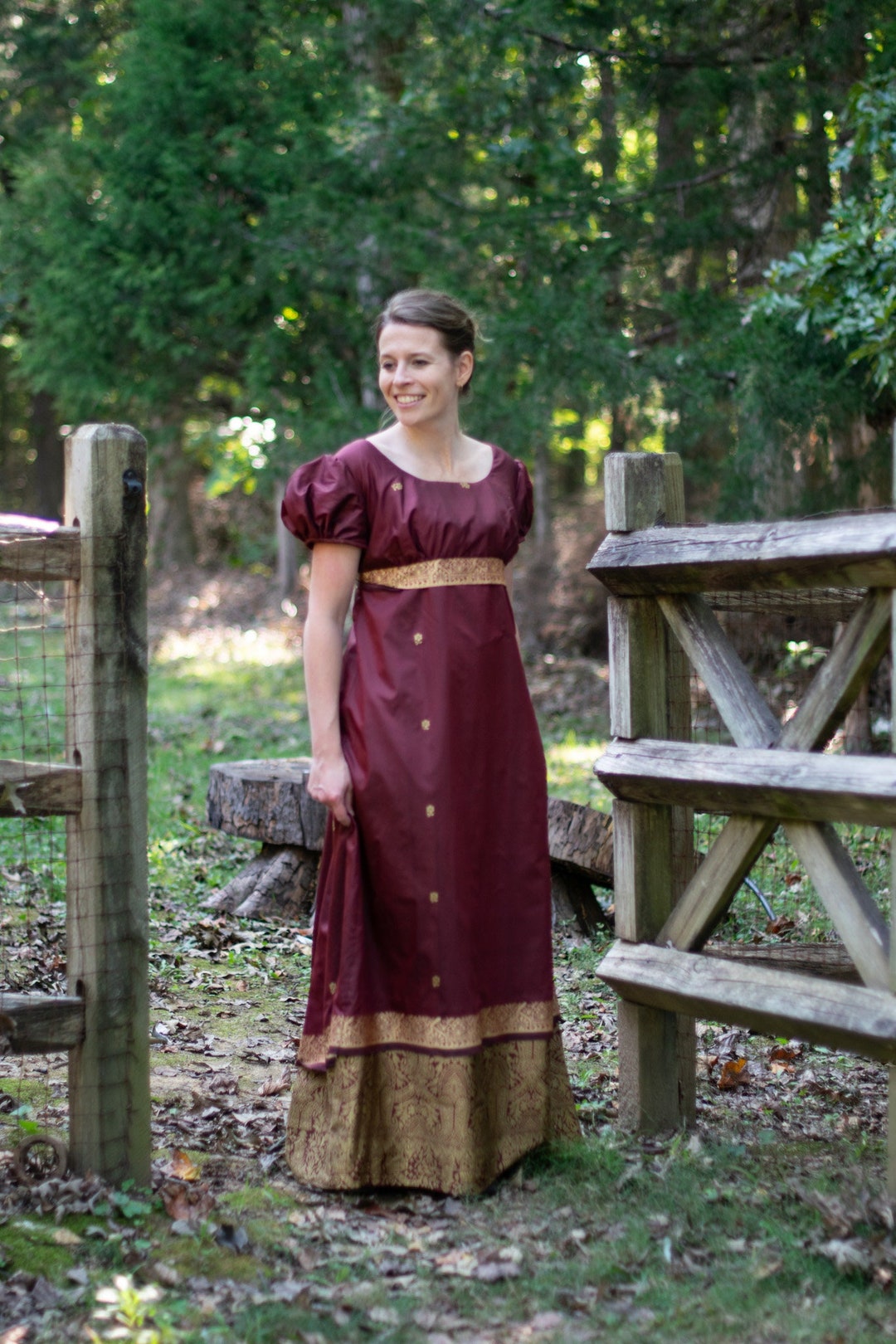 Regency Dress, Size 14, Jane Austen Dress, High Waisted, Red Saree ...