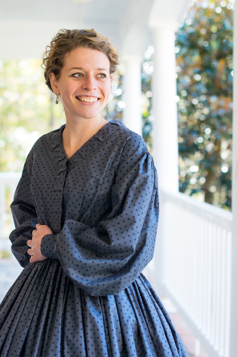 Pleated Civil War Dress Reenactment Costume Hoop Skirt Etsy