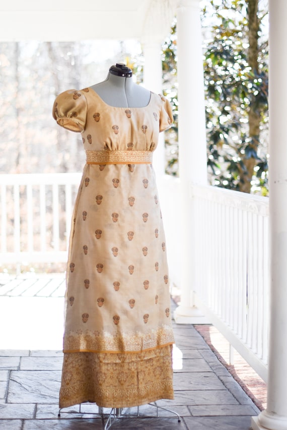 brown regency dress Medieval Solid Color Irregular Short Sleeve Dress, Brown / XL(Bust 41.5-43) main image 0