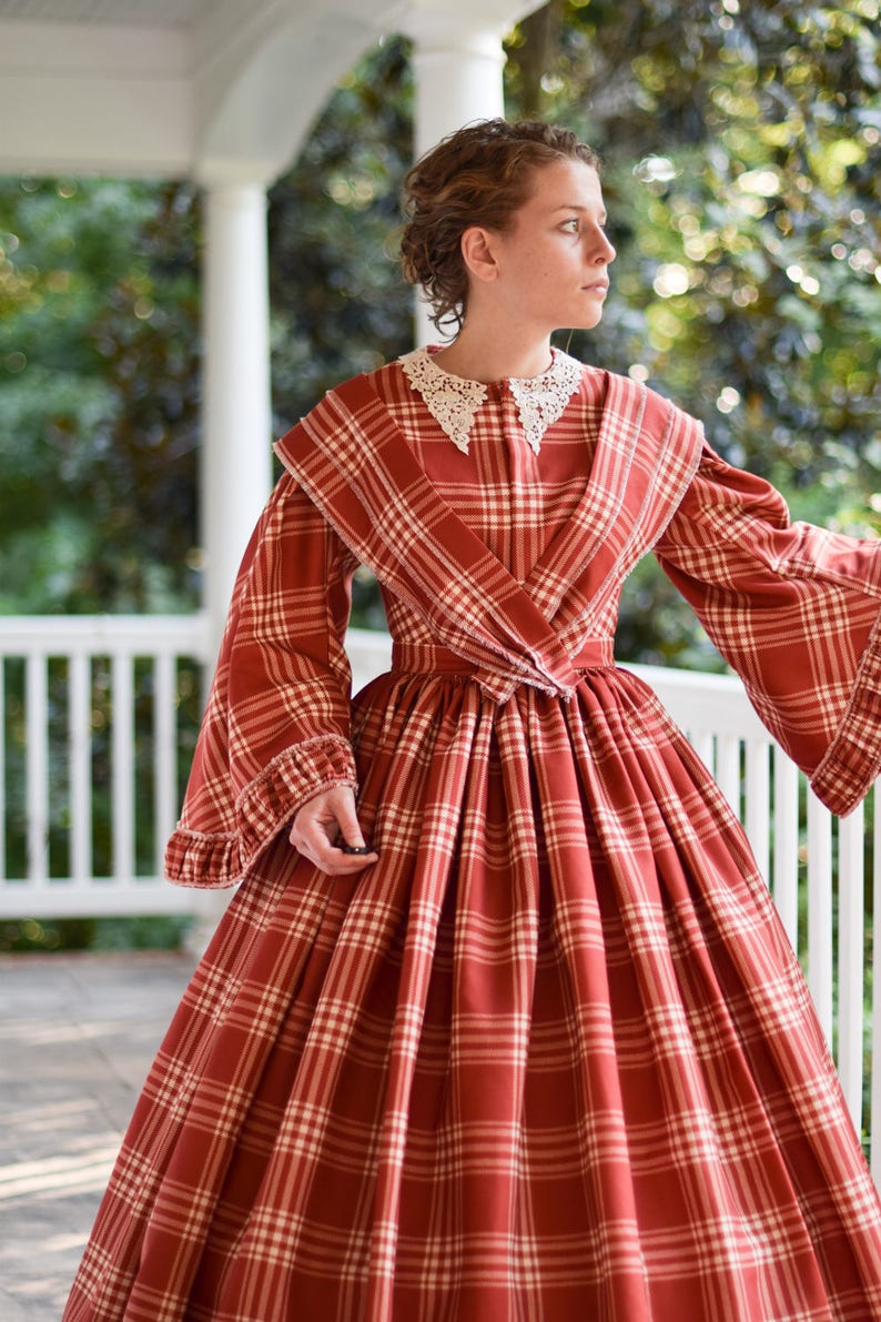Civil War Day Dress 1860s Reenactment Victorian Costume Etsy