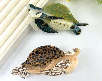 Turtle Hair Clip, Sea Ocean Animal Hair Claw, Green Brown Acetate Hair Clamp, Fun Hair Accessories, Fun Beach Hair Clip, Turtle Lovers Gift