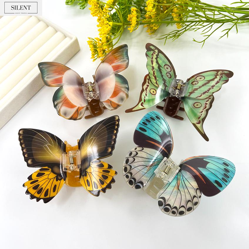 Butterfly Hair Clip, Colorful Hair Claw, Boho Green Purple  display picture 1
