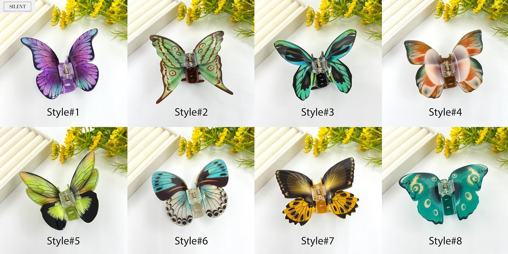 Boho Medium Size Butterfly Claw Clips 4pc Set Jumbo Butterfly Claw Clip – Share Studio main image 2