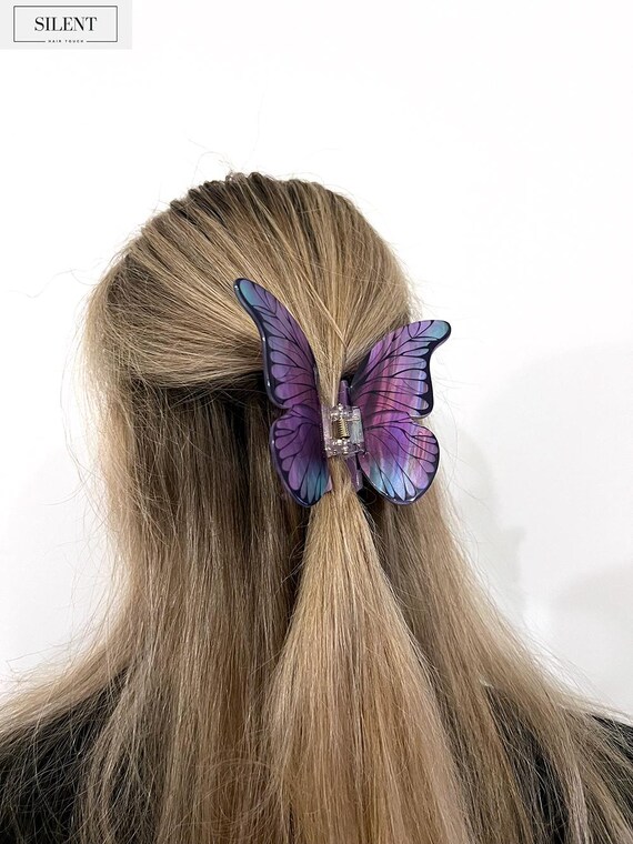 Butterfly Hair Clip, Colorful Hair Claw, Boho Green Purple Hair Clip, Women Hair Accessories, Bug Hair Clamp, Unique Gift For Her