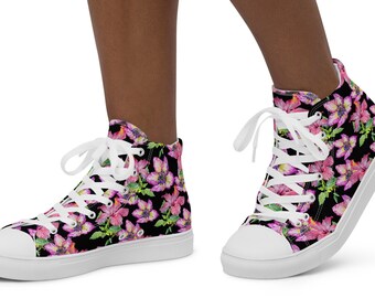 Hibiscus Floral Pattern Women’s high top canvas shoes