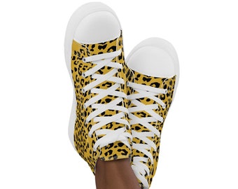 Leopard Print Women’s high top canvas shoes