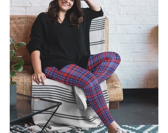 Red and Blue Plaid Women's Leggings