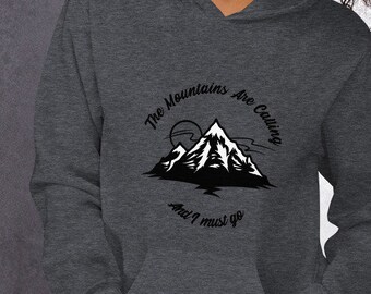 Hoodie, women's hoodie, The mountains are calling, hoodie for her, hoodie for women, women's cotton hoodie, hoodie with saying, graphic