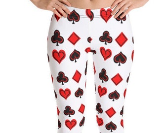 Playing card pattern leggings for women that are great for game night