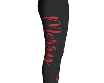 Black Merry Christmas women's Leggings