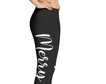 Merry Christmas Women's leggings in Black and White