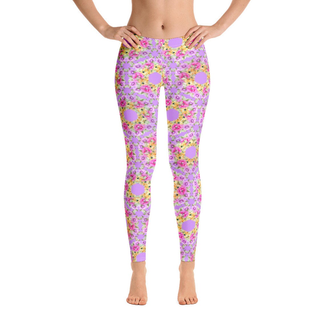 Floral Pattern Leggings Flower Print Leggings Active Wear Etsy