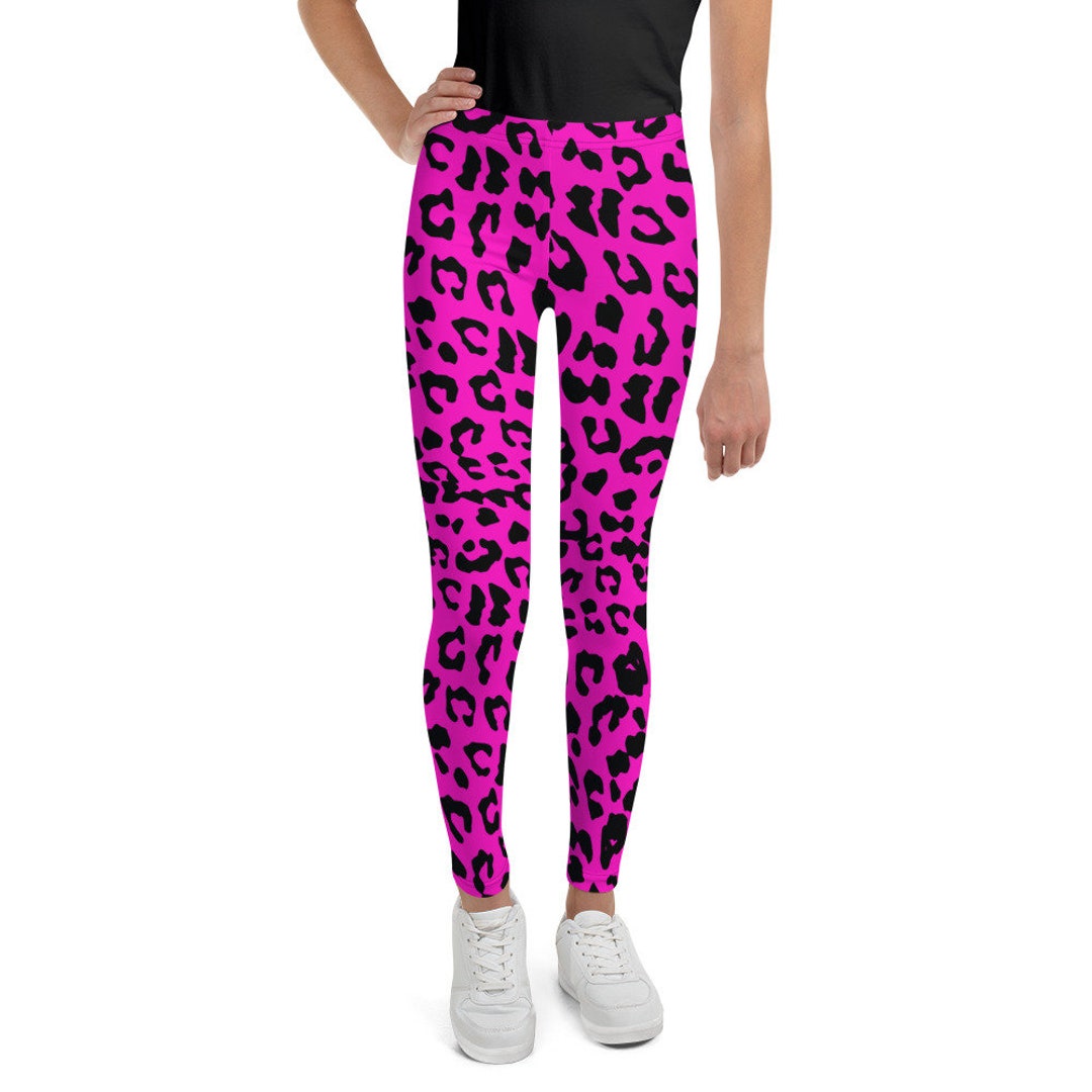 Girl's Pink Leopard Print Leggings, Leopard Print Leggings for Girls