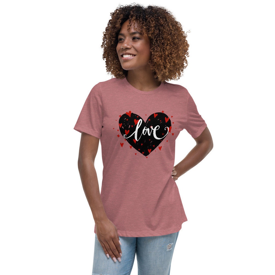 Valentine's Day T-shrt for Women, T-shirt With Heart and Love, Love T ...