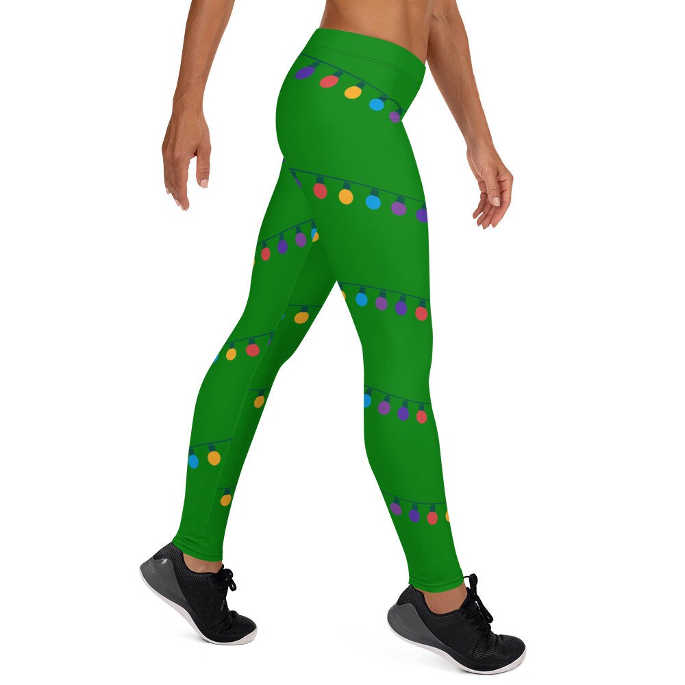 Christmas Leggings, Leggings with Christmas lights, Christmas lights leggings, Christmas party outfit, Christmas outfit for women