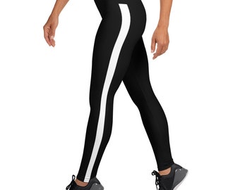 Classic Black leggings with white side stripe