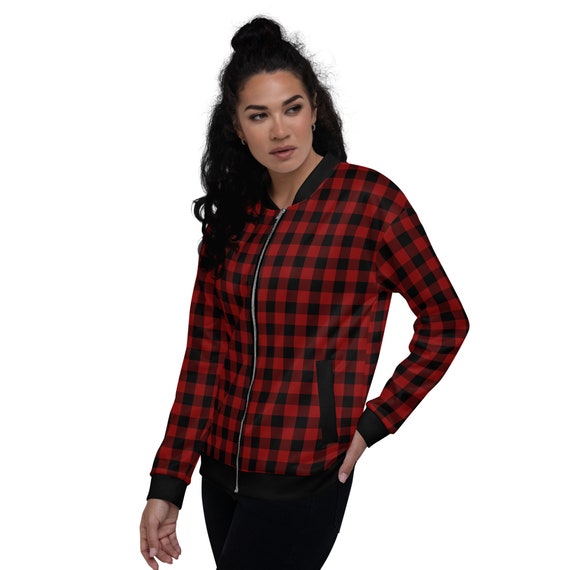 Buffalo plaid shop bomber jacket