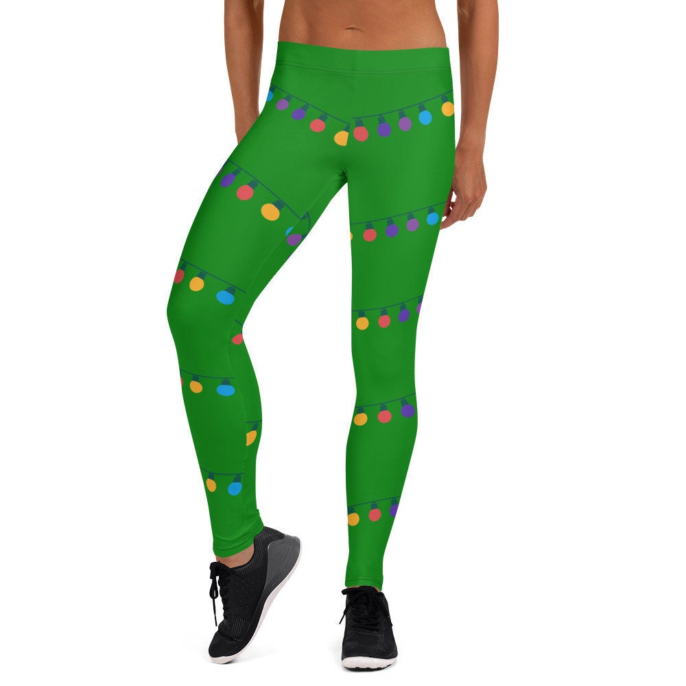 Christmas Leggings, Leggings with Christmas lights, Christmas lights leggings, Christmas party outfit, Christmas outfit for women