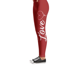 Leggings Valentine's Day gift for women with LOVE on the leg