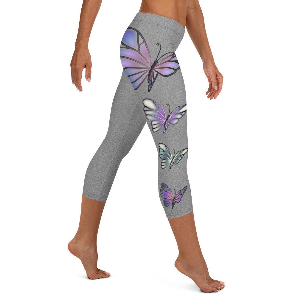 Butterfly Capri Leggings, Capri Leggings With Butterflies, Fashion