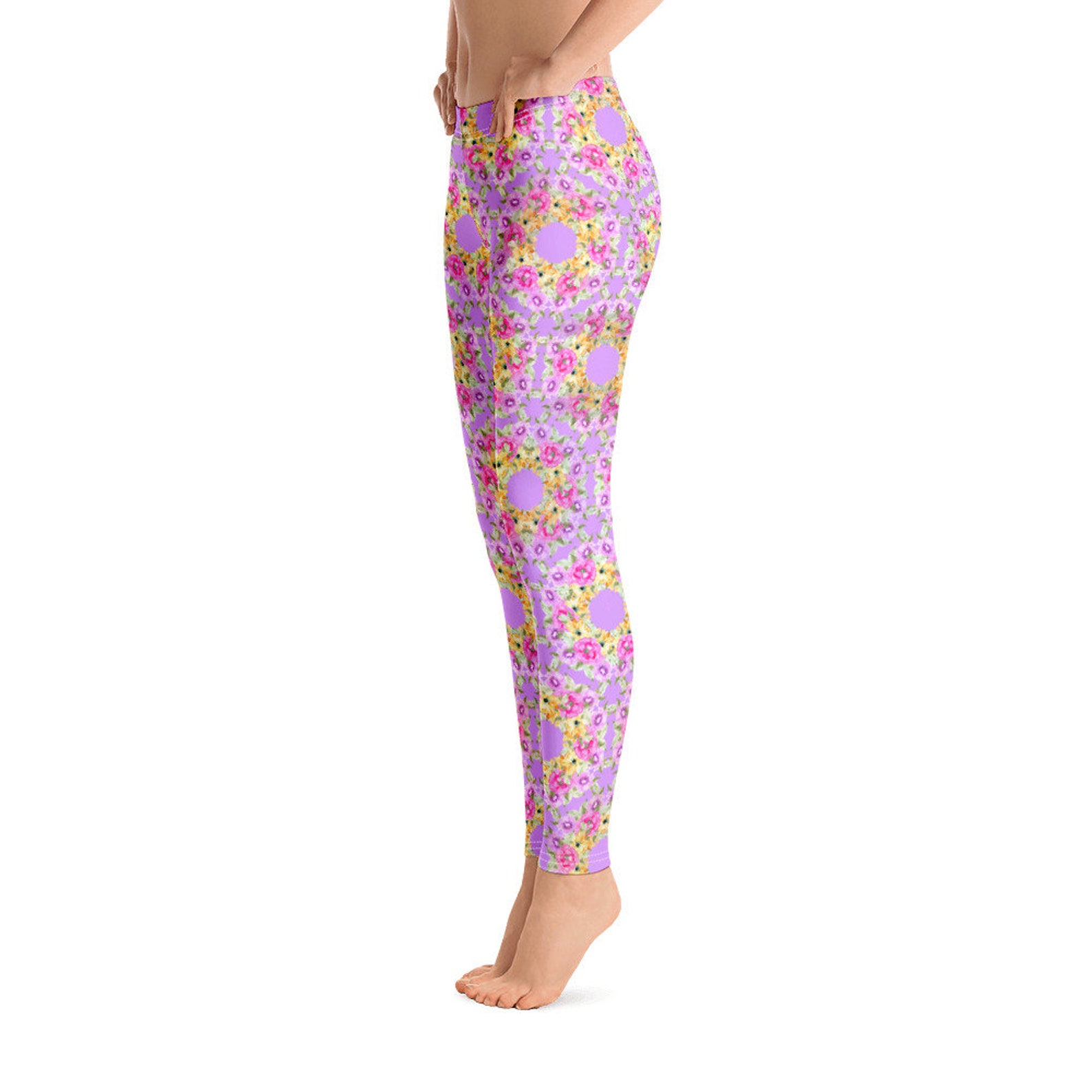 Floral Pattern Leggings Flower Print Leggings Active Wear Etsy