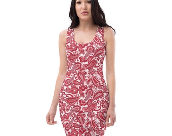 Red Paisley Print Dress