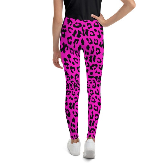 Girl's Pink Leopard Print Leggings, Leopard Print Leggings for