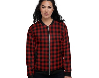 Buffalo Plaid Printed Lightweight Bomber Jacket