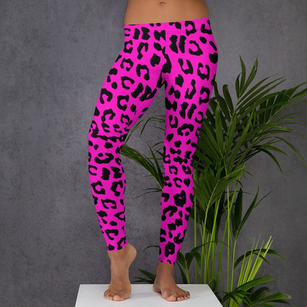 Pink Leopard Print Leggings for Women 