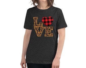 T-shirt for women with Love leopard print, Valentine's gift tee for women, Love t-shirt for women