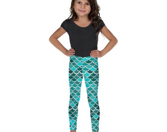 Kid's Leggings, girls leggings, little girl leggings, mermaid leggings, printed leggings, leggings for girls, mermaid pattern, little girl m