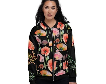 Women's lightweight bomber jacket with Poppies