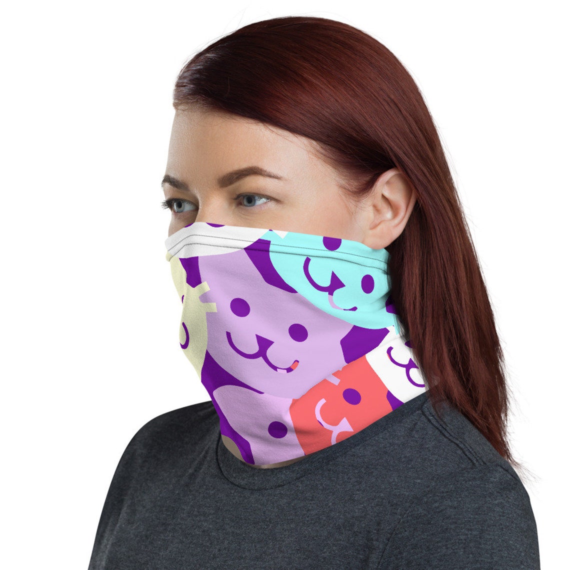 Cat faces Neck Gaiter Face shield with fun cat faces Etsy