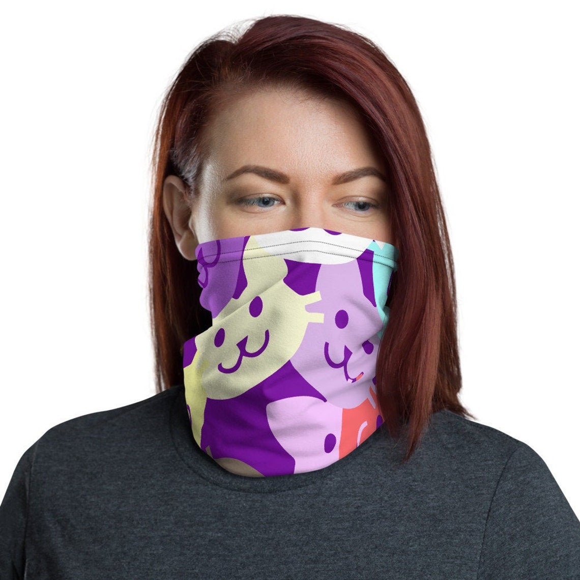 Cat faces Neck Gaiter Face shield with fun cat faces Etsy