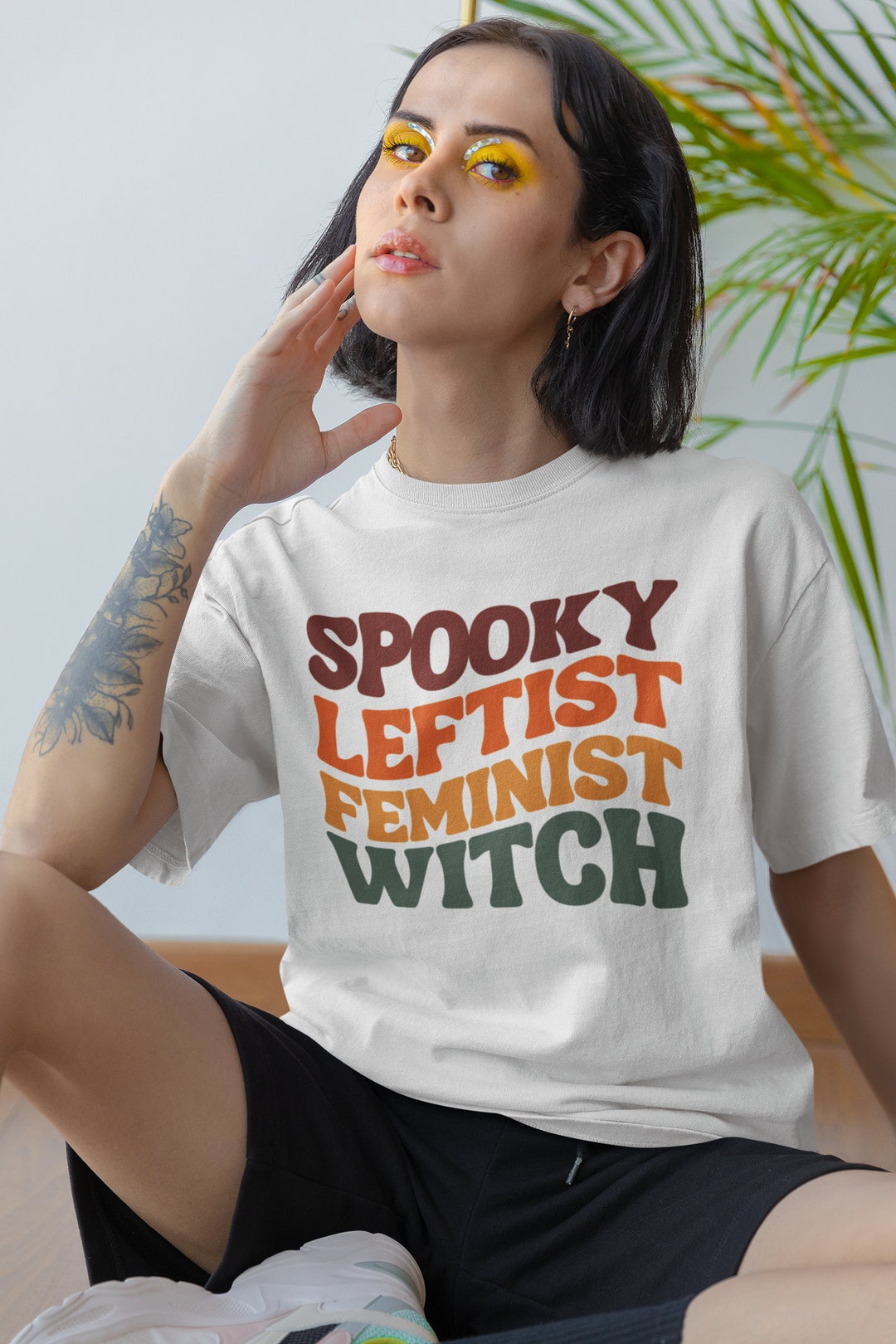 Spooky Leftist Feminist Witch Shirt, Funny Political Halloween Shirt ...