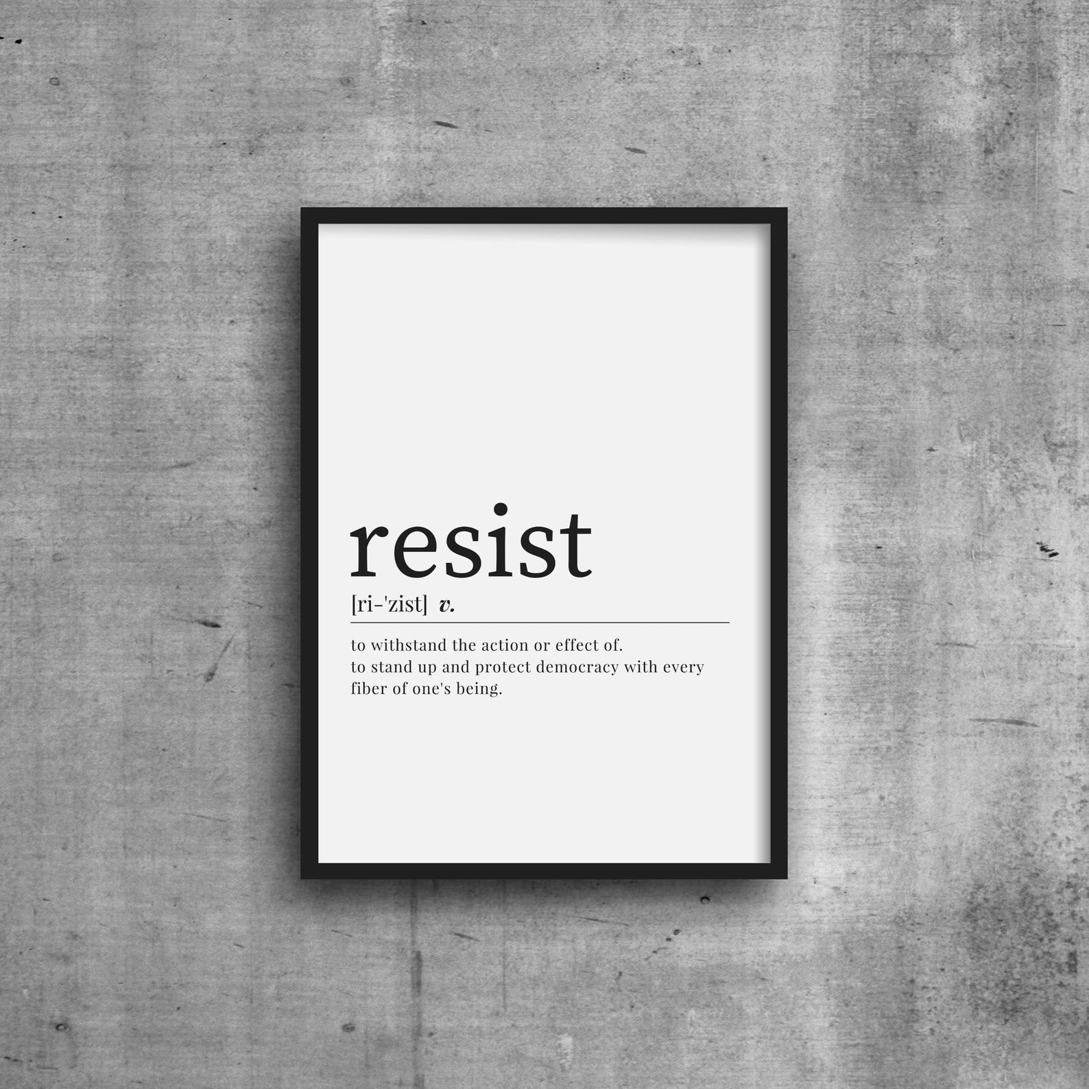 Resist Definition Print DIGITAL DOWNLOAD Resist Dictionary Etsy