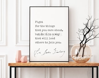 Cita de Ruth Bader Ginsburg imprimible, lucha por las cosas que te importan, descarga digital, arte de pared imprimible feminista, impresión de citas RBG