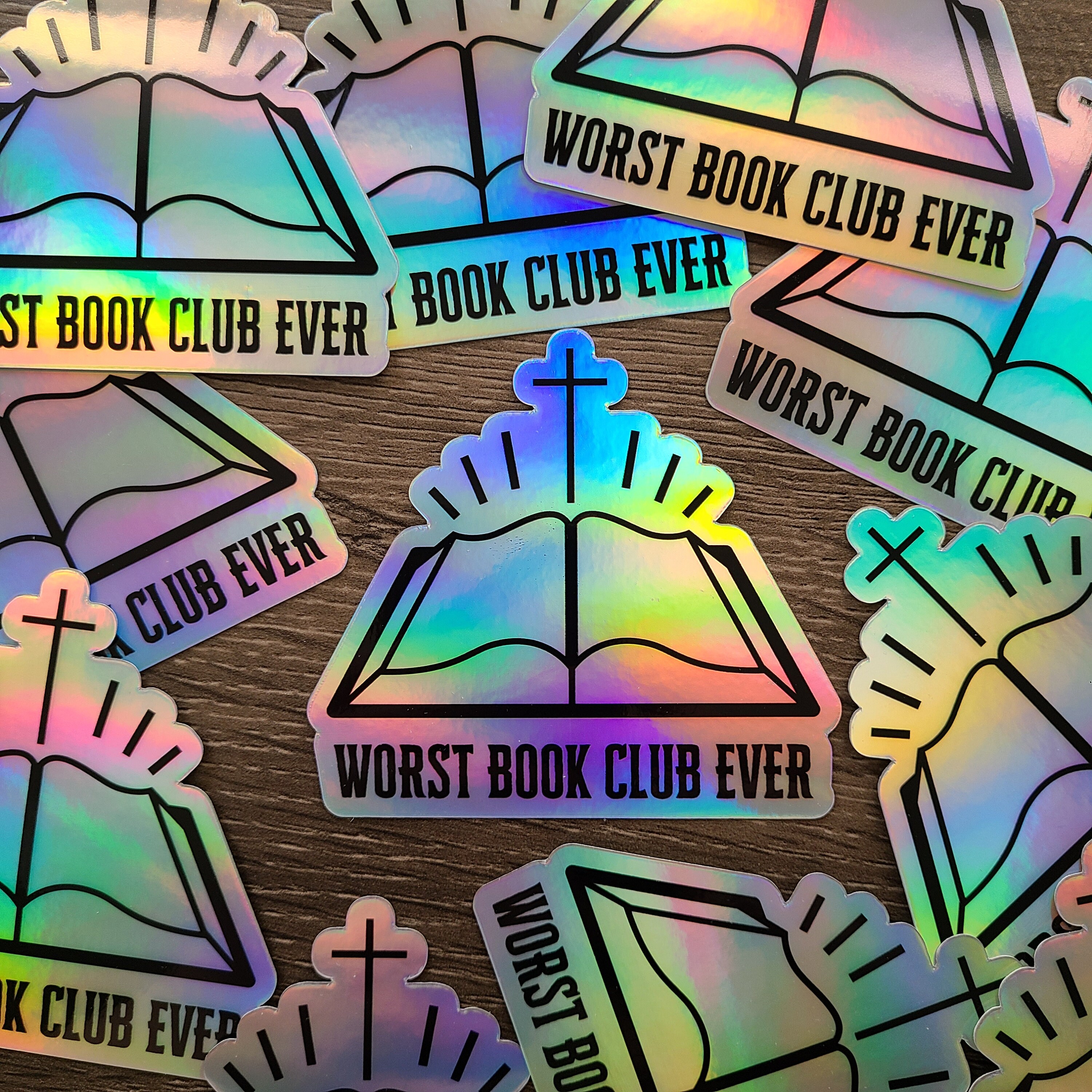 Worst Book Club Ever Bible Sticker, Atheist Sticker, Vinyl Holographic ...