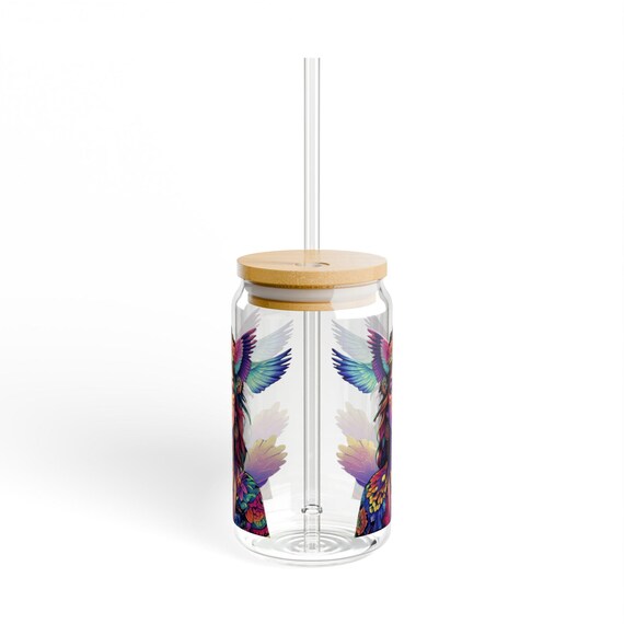 Gift-Worthy Reusable Cup: Vibrant Boho Glass for Festivals and Home Déco