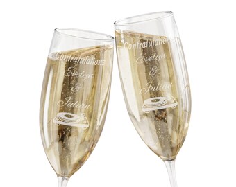 Neon Pulse Collection Personalized Champagne Glasses | Engraved 8oz Flute set of 2