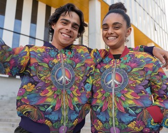 Floral boho-damesjas: funky mix van polyester en spandex