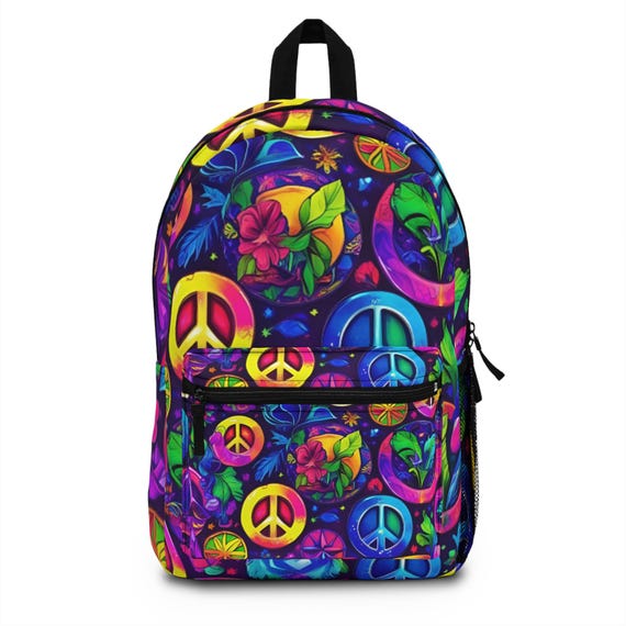 Unique Peace-Themed Backpack, Festival Ready School Bag, Spread Good Vibes Everywhere