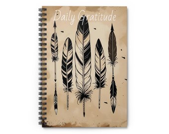 Feathered Blessings Journal - Inspirational Notebook, Gratitude Gift, Boho Writing Stationery