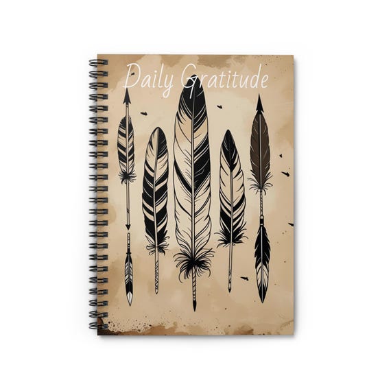 Feathered Blessings Journal - Inspirational Notebook, Gratitude Gift, Boho Writing Stationery