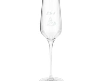 Premium Watercolor Coast Champagne Flute | Engraved Wedding Glass | Initial Champagne Flute | Bride Gift | Wedding Keepsake